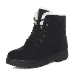 Winterstiefel Damen Gefüttert Winterschuhe Stiefeletten Warm Winter Stiefel Kurzschaft Schneestiefel Boots Warm gefütterte Stiefeletten mit rutschfester Profilsohle Schnürung Schlupfstiefel(Schwarz,42 von Mfhmom