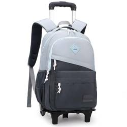 Mfikaryi Rollrucksack, Rucksack mit Rollen, Kapazität Rollrucksack für Jungen, A-2 Rollen, grau, 2 Wheels von Mfikaryi