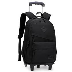 Mfikaryi Rollrucksack, Rucksack mit Rollen, Kapazität Rollrucksack für Jungen, A-2 Rollen, schwarz, 2 Wheels von Mfikaryi