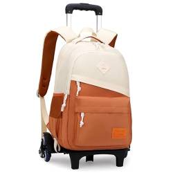 Mfikaryi Rollrucksack, Rucksack mit Rollen, Kapazität Rollrucksack für Jungen, A-6 Rollen, orange, 6 Wheels von Mfikaryi