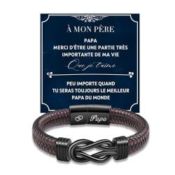 Mia&Cale Armband Herren Personalisiertes Lederarm FüR Herren Mit Geflochtenem Lederarmband Und Magnetischem Verschluss（FR） von Mia & Cale