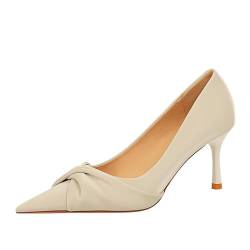 MiaZane Damen Pumps mit spitzem Absatz – Schlankes Slip-On-Design mit Obermaterial aus PU-Leder – Leicht und bequem – Perfekt für Partys und formelle Anlässe,Off White,38 EU von MiaZane