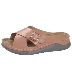 MiaZane Flache Damensandalen für den Sommer – Slip-On-Design mit gekreuzten Riemen – Leichte, rutschfeste Sohle – ideal für Freizeit- und Strandbekleidung,Rosa,38 EU von MiaZane