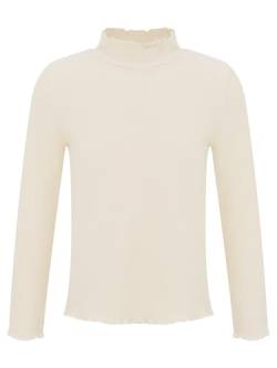 Miaeowve Kinder Mädchen Thermohemd Rollkragen Langarmshirt Stretch Oberteile Basic Unterziehshirt Slim Fit Tops Lässige Gr. 92-152 Beige 146-152 von Miaeowve