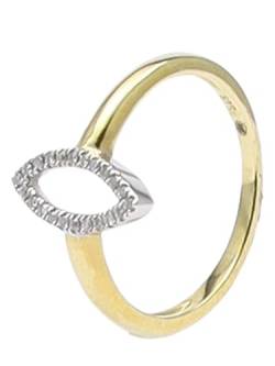 Miamar 1129384 Damen Ring 14 Karat (585) Bicolor Gold Brillant 16,6 mm Größe 52 von Miamar