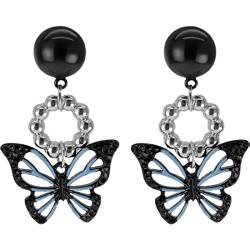 Miancheng Gothic Black Butterfly Anhänger Ohr Clip,clip Ohrringe Schwarz für Damen,Frauen, Mädchen von Miancheng