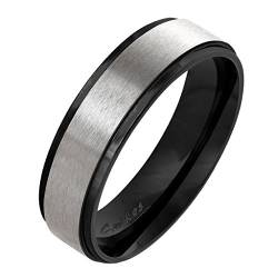 Mianova Band-Ring Edelstahl gebürstet Herrenring Damenring Partnerring Verlobungsring Damen Herren Silber Schwarz Größe 60 (19.1) von Mianova