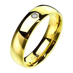 Mianova Band Ring Edelstahl poliert mit Kristall Herrenring Damenring Partnerring Verlobungsring Damen Herren Gold Breite 4mm Größe 54 (17.2) von Mianova