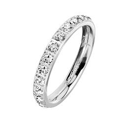 Mianova Damen Ring Titan mit vielen Glitzer Kristallen Steinen Damenring Memory Band Bandring Ewigkeitsring Trauring Verlobungsring Fingerring Silber Größe 53 (16.9) von Mianova