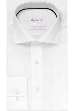 Michaelis Slim Fit Hemd weiss, Einfarbig von Michaelis