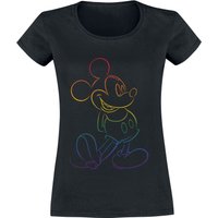 Micky Maus - Disney T-Shirt - Rainbow Micky - S bis XXL - für Damen - Größe S - schwarz  - Lizenzierter Fanartikel von Micky Maus