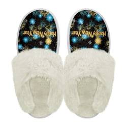 Micoklinlin Hausschuhe für Damen Herren Plüsch Fuzzy Gefüttert Pantoffeln Comfy Flanell Schlafzimmer Hausschuhe Herbst Winter Flauschig Plüsch Warm Slip-on Indoor Schuhe von Micoklinlin