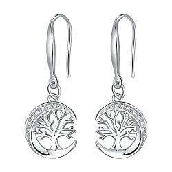 Micory Lebensbaum Ohrringe, 925 Sterling Silber Damen Hängende Ohrring mit Zirkonia,Markengeschenkbox von Micory
