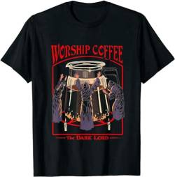 Worship Coffee The Dark Lord T-Shirt Mens Balck Tees Unisex Shirt S von MidiLiQa