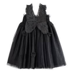 Miipat Baby Mädchen Kleid Ärmellos Schmetterling Prinzessin Tüllkleid Kleinkind Mädchen Blumenmädchenkleider Hochzeit Geburtstag Partykleid Schwarz 80 12-18 Monate von Miipat