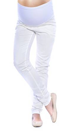 Mija - Elegante Damen Slim Umstandshose mit Bauchband 4007 (XXL, Ekru) von Mija Arts