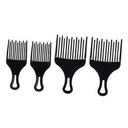 Mikinona 4 Stück Kamm für lockiges Haar Hirschanhänger zur Schmuckherstellung Septum-Piercing-Set wide tooth comb afro comb werkzeug Kämme Kamm zum Anheben der Haare Perücke Zopf Kamm Black von Mikinona