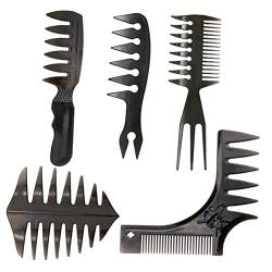 Mikinona 5-Teiliges Set Entwirrungsbürste frisuren haarstyling kopfhaut hair styling oil scalps Kamm für Männer nach hinten gekämmter Haarkamm -Haargummi WC-Bürste und Halter Black von Mikinona