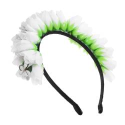 Mikinona Tulpen-stirnband Blumenkrone Blumenhaarrebe Hochzeitshaarkranz Feen-stirnband Blumenstirnband Festival-haarband Blumenhaarteil Stoff Braut Suite Die Blumen Weiß von Mikinona