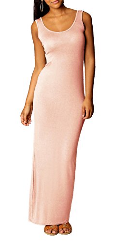 Mikos Damen Boho-Sommerkleid, ärmelloses Stretch-Maxikleid, Langes Hippie-Strandkleid, Langes Oberteil, Kleid (326) (2XL, Rosa) von Mikos