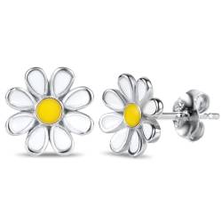 Gänseblümchen Ohrringe, Sommer Gänseblümchen Sonnenblumen Ohrringe 925er Sterlingsilber Knorpelige Hübsche Florale Piercing-Ohrringe für Frauen und Mädchen Schmuckgeschenke von Mikovivi