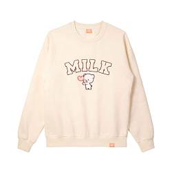 Milkmochabear Offizielles Milch und Mokka, Oversize-Sweatshirt, Rundhalsausschnitt, lässig, Unisex, weich, bestickt, für Herren und Damen, milk, S von Milkmochabear