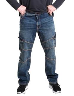 Mill&Tailor Cargo-Pants Jeansblau Größe 62 I Denim Herren-Hose mit 6 Taschen I Cargo Jeans aus 98% Baumwolle & 2% Elasthan I stylishe Outdoor-Hose aus Jeans-Stoff I Hosen in Übergrößen von Mill&Tailor