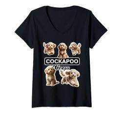 Damen Cockapoo-Crew T-Shirt mit V-Ausschnitt von Miller Sye