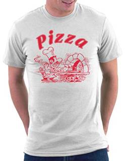 Million Nation Pizza Karton T-Shirt, Größe M, Weiß von Million Nation