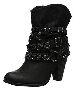 Minetom Ankle Boots Trendige Damen Stiefeletten Blockabsatz Plateau Schwarz EU 36 von Minetom