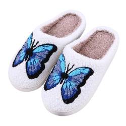 Minetom Hausschuhe Damen Herren Plüsch Winter Warm Pantoffeln Fleece Slippers Unisex Leichte Flauschige Weiche Flache Schuhe Blau 37/38 EU von Minetom