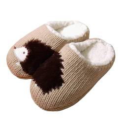 Minetom Hausschuhe Damen Winter Warme Flauschige Tiere Hausschuhe Plüsch Herren Pantoffeln Bequeme Kunstpelz Gefüttert Rutschfeste Slippers A Khaki 39/40 EU von Minetom