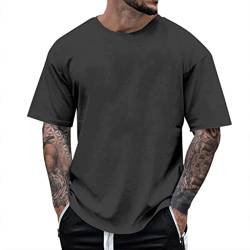 Minetom Oversized Tshirt Herren Rundhals Kurzarm Oberteil Weit Geschnittenes Longshirt Basic Vintage Clothes Gym T-Shirt Herren Oversize Fit Sweatshirt Top Locker Sommer Outfit A Grau L z von Minetom