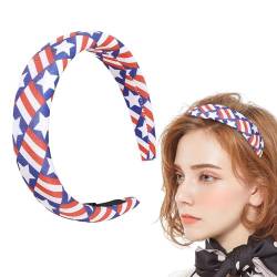 4. Juli Stirnband, Patriotisches Stirnband für Frauen | Patriotischer Anti-Rutsch-Haarreifen - Weicher Haarschmuck zum Gedenktag, Kopfschmuck mit amerikanischer Flagge für Make-up-Workout von Mingchengheng