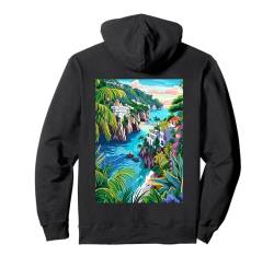 Amalfiküste Italien Minimalistisch Pullover Hoodie von Minimalist Italy Theme Art Graphic (Amalfi)