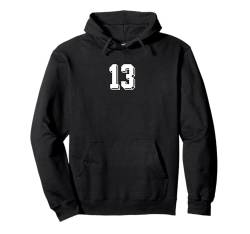 Nummer 13 – Retro 80er 90er Jahre Fußball Team Trikot nummeriert Pullover Hoodie von Minimalist Retro Numbers Birthday Apparel Gifts