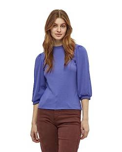 Minus Damen Johanna, Puffärmel, 3/4-Arm T-Shirt mit Rundhalsausschnitt und Puffärmeln, 7330 Iris Bloom Purple, S von Minus