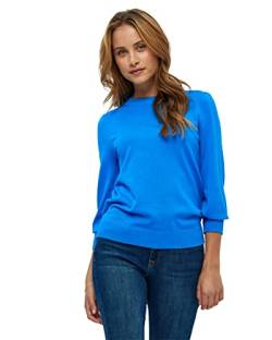 Minus Mersin Pullover Damen Mit Rundem Halsausschnitt Und 3/4 Ärmel Größe XS | Blauer Pulli | Strickpullover Damen Elegant | Frühling Pulli Damen von Minus