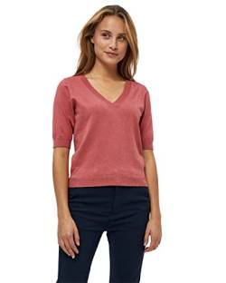 Minus Milla V-Neck Knit Tee Größe XL | Rotes Tshirt Damen | T-Shirt Damen Mit V Ausschnitt Und Halbarm | Basic Tshirt Damen | Frühling Bluse Shirt Damen Elegant von Minus