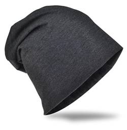 Jersey Slouch Beanie Long Mütze Unisex Unifarbe Herren Damen Trend, Einheitsgröße Anthrazit von Miobo