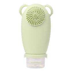 Misamo Tragbare Silikon-Reiseflasche für Shampoo und Lotion, Inklusive Gesichtsreinigungsbürste von Misamo