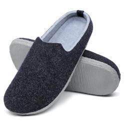 Mishansha Hausschuhe Herren Filzpantoffeln Damen Filz Hausschuhe Winter Warme Filzlaufsohle Indoor Hüttenschuhe Slipper Blau,Gr.43 von Mishansha