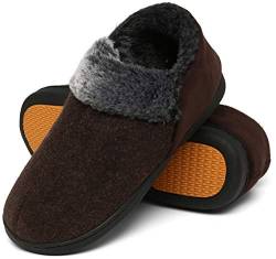 Mishansha Hausschuhe Männer Plüsch Pantoffeln Herren Memory Foam Slippers Warme Indoor Winterschuhe Kaffee Gr.47 von Mishansha