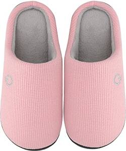 Mishansha Memory Foam Hausschuhe Herren Damen Winter Pantoffeln Wärme Plüsch Leicht Weich rutschfeste Harte Sohle Indoor & Outdoor Slippers für Frauen Männer(Rosa, 40/41 (Herstellergröße 280 mm)) von Mishansha