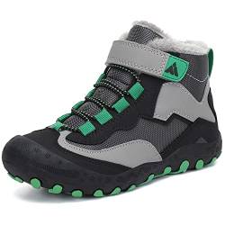 Mishansha Schneestiefel Kinder Winterschuhe Gefüttert Winterstiefel Jungen Mädchen Sportlich Trekkingsteifel Winter Wanderschuhe Schwarz Grau, Gr.25 EU von Mishansha