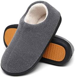 Mishansha Warme Hausschuhe Herren Winter Haus Pantoffeln Männer Plüsch Memory Foam Slippers Haus Winterschuhe Grau Size 41 von Mishansha