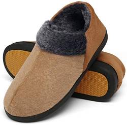 Mishansha Warme Hausschuhe Herren Winter Haus Pantoffeln Männer Plüsch Memory Foam Slippers Haus Winterschuhe Siegel Braun Gr.41 von Mishansha