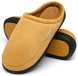 Mishansha Winter Wärme Hausschuhe Herren Weiche Plüsch Memory Foam Pantoffeln Home Rutschfest Gefüttert Slipper,Goldrute Gr.39 von Mishansha