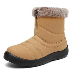 Mishansha Damen Winterstiefel Warm Gefüttert Winterschuhe Bequem Winter Schneestiefel Wasserdicht Winterboots Leicht Rutschfest Snowboots Kurzschaft Stiefel für Frauen, Haferbraun, 42 EU von Mishansha