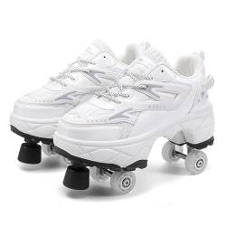 Schuhe Mit Rollen Versenkbarer Technischer Skateboardschuhe Sport Schuhe Kinder Rollschuhe Outdoor Turnschuhe Jungen und Mädchen 4 Rollschuhe, Silver 2 colors-39EU von Misorat